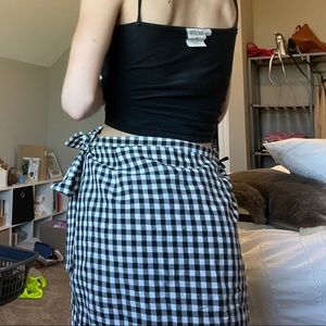 Black and white gingham mini skirt